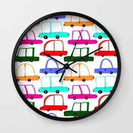 Cute cars illustration Wall Clock