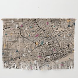 Detroit, Michigan - City Map - Terrazzo Aesthetic Wall Hanging