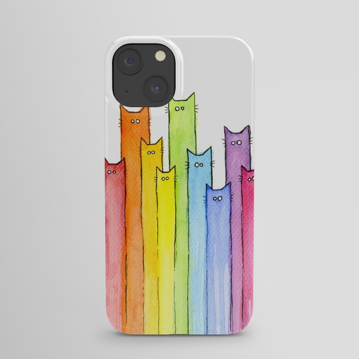 Rainbow of Cats Funny Whimsical Animals iPhone Case
