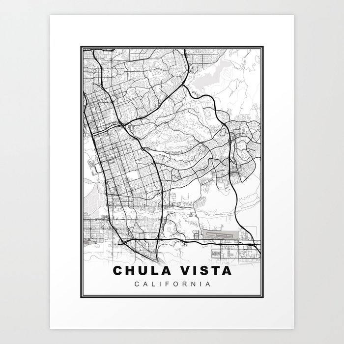 Chula Vista Map Art Print