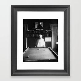 1891 Mark Twain playing billiards, pool black and white vintage photograph / photography Framed Art Print