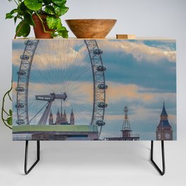Great Britain Photography - London Eye And Big Ben In The Evening Credenza