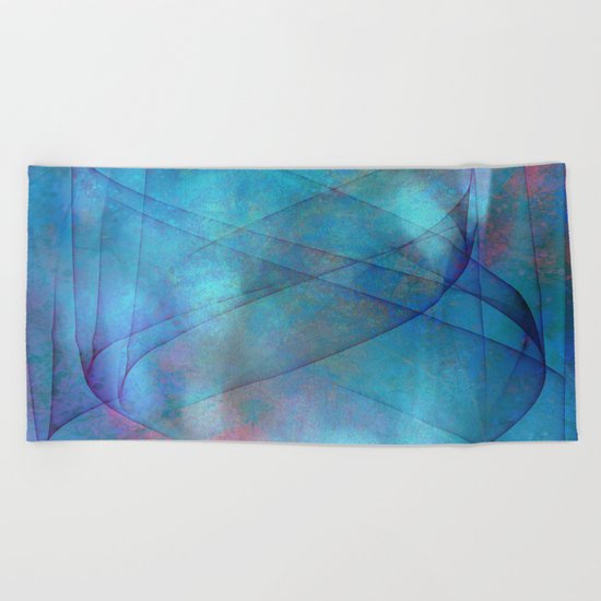 Blue tornado with fairy lights Beach Towel
