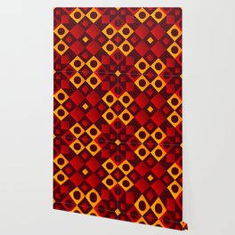 Red, Brown & Yellow Color Square Design Wallpaper