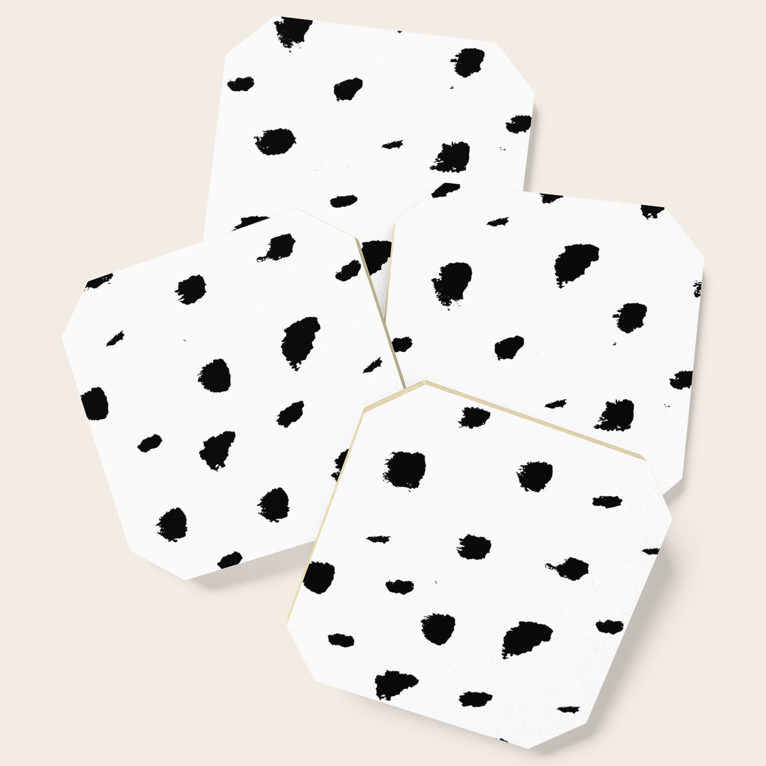 Ink Spots Black And White Abstract Coaster By Stripes Society6
