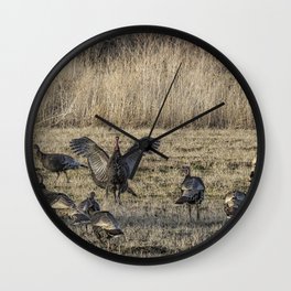 Flock of Wild Turkeys Wall Clock