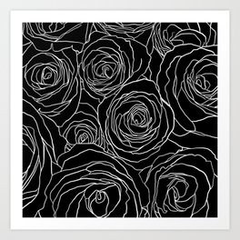 Black and White Roses Art Print