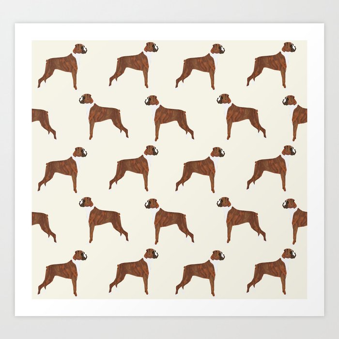 Boxer dog pattern dog lover pet portraits boxers dog breed by pet friendly Art Print