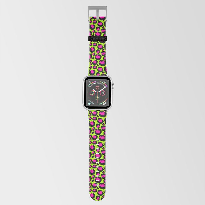 Neon Green Pink Leopard Pattern Apple Watch Band