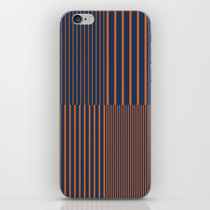 Stripes Pattern and Lines 8 in Navy Blue Orange iPhone Skin