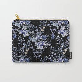 Chinoiserie Flowers and Dots Pattern Blue and Bisque Carry-All Pouch