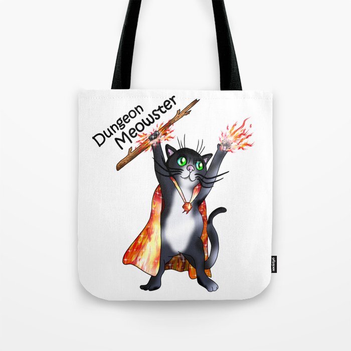 Black cat dungeon meowster sorcerer Tote Bag