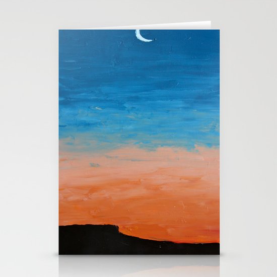 Pre-Dawn Moonrise, painting Stationery Cards