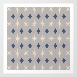 Retro Mid Century Modern Starburst Pattern 824 Winter Googie Art Print