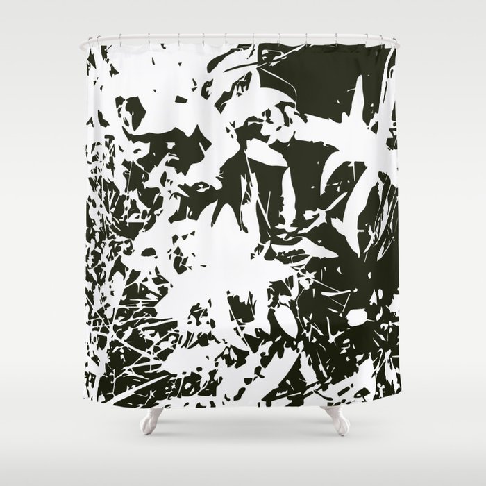Graphic Plants - Black and White Shower Curtain