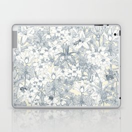 NC wildflowers and bees blue slate Laptop Skin