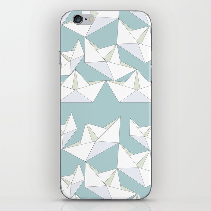 Paper Boats Teal  iPhone Skin