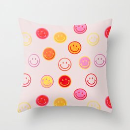 Smiling Faces Pattern Throw Pillow