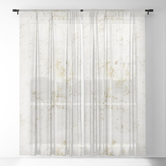 White Gold Marble Sheer Curtain By Artonwear Society6