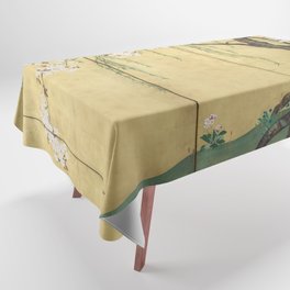 Cherry Tree Japanese Edo Period Six-Panel Gold Leaf Screen Tablecloth