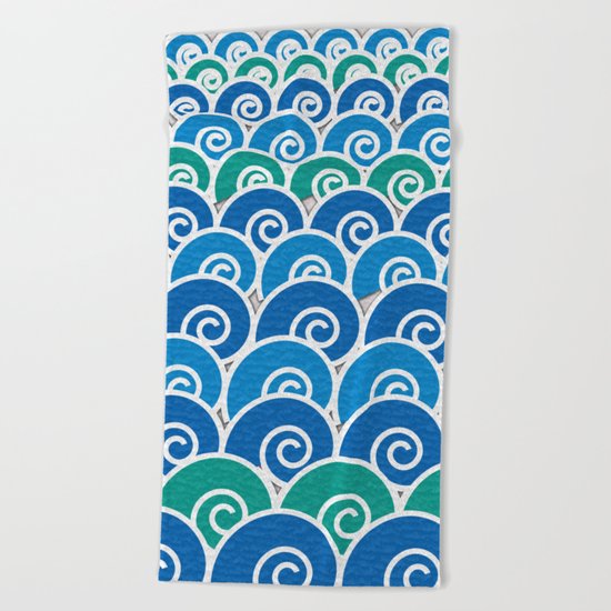 Blue Beach Waves Beach Towel