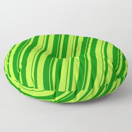 [ Thumbnail: Light Green & Green Colored Striped Pattern Floor Pillow ]