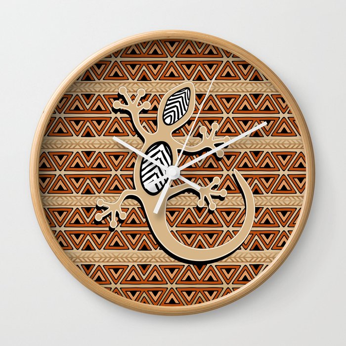 Africa Art Design With Gecko Wall Clock
