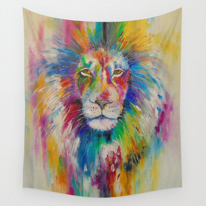 Rainbow lion  Wall Tapestry