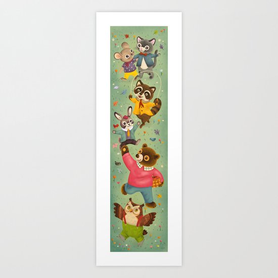 Vintage Animal Friends Art Print