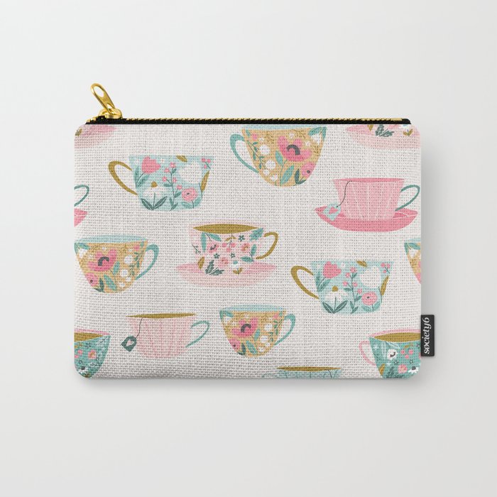 Floral Teacups Carry-All Pouch