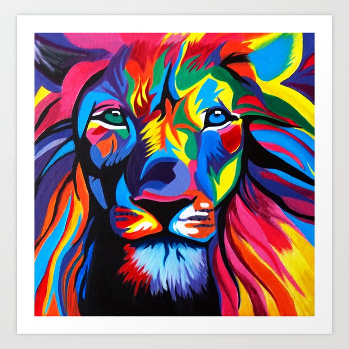 Colorful store lion painting