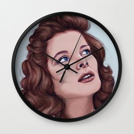 Katharine Hepburn Wall Clock | Digital, Portrait, Actress, Drawing, Hollywood, Vintage, Illustration, Movies, Hepburn, Retro 