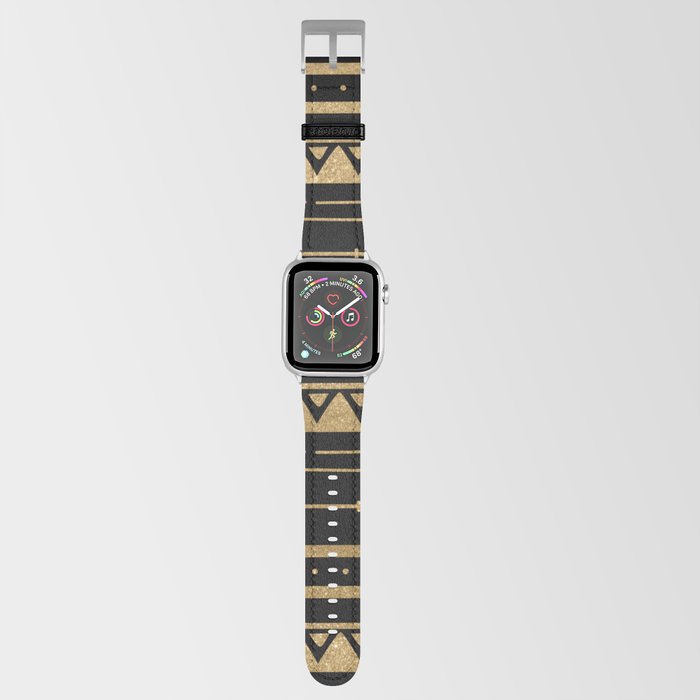 Geometrical  black gold glitter bohemian arrows zigzag pattern Apple Watch Band