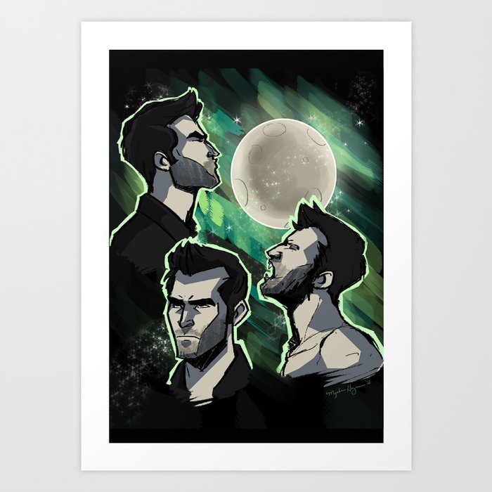 Three Derek Moon Art Print