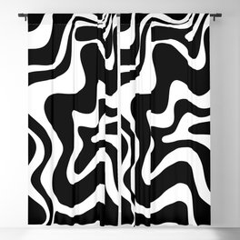 Liquid Swirl Abstract Pattern in Black and White Blackout Curtain