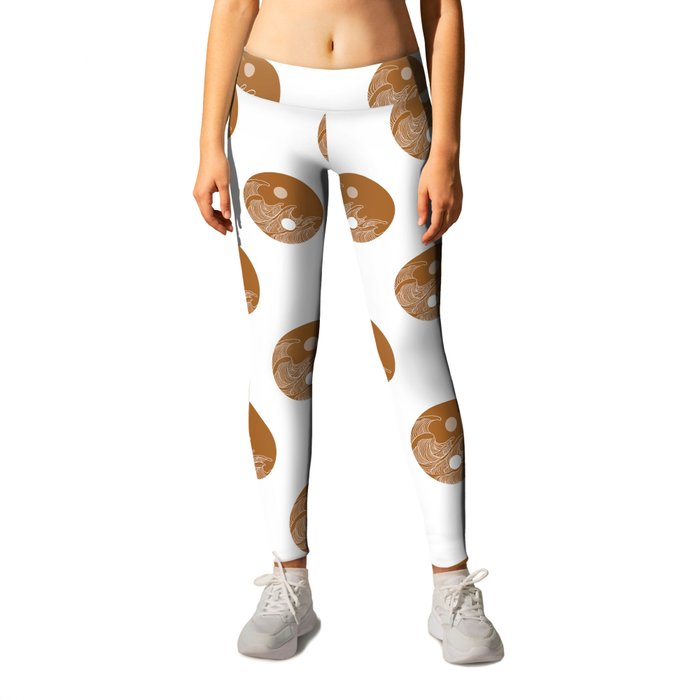 Yin Yang Wave Sun and Moon Leggings by Jimmy Tan Society6