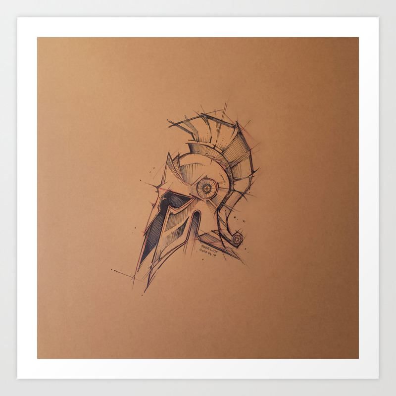 Helmet Art Spartan Helmet Sketch