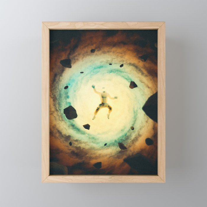 I Am Falling Behind - Sci-Fi Retro Cosmic Astronaut Art Framed Mini Art Print