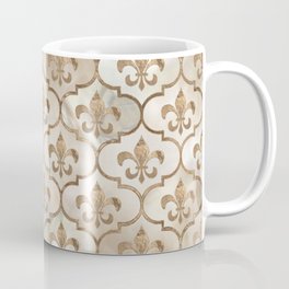 Fleur-de-lis pattern pearl and gold Mug