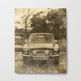 Blue Car Metal Print | Somerset, Greengrass, Britishcountryside, Countryside, Transportation, Mgcar, Painting, Mgmgb, Chrome, Car 