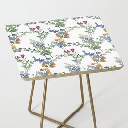 Hand Painted Watercolor Field Flowers Pattern | Pretty and Wild Side Table