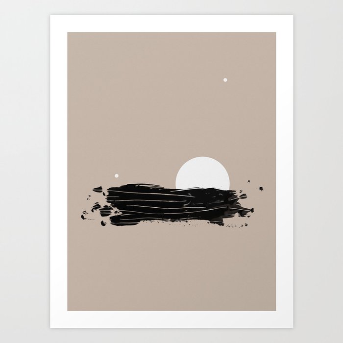 Three White Dots and Black Ink | Minimalist Abstract Art Print