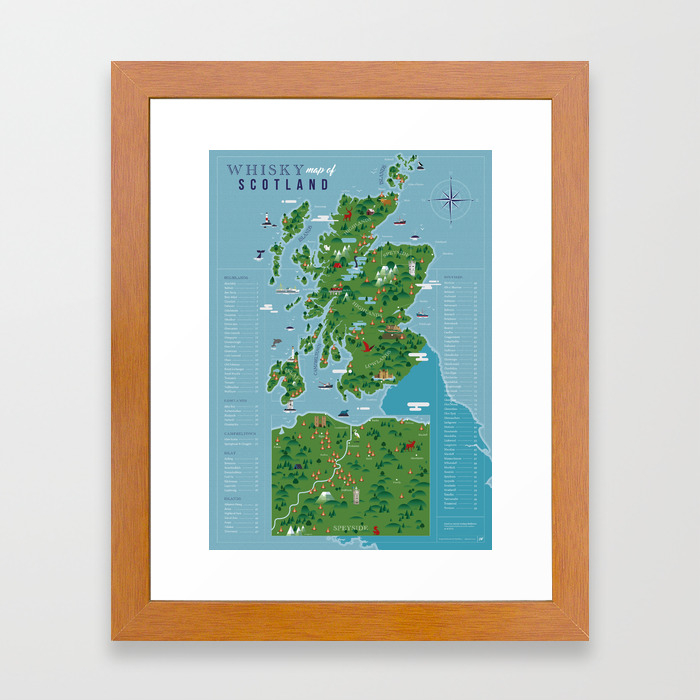 Whisky Map Of Scotland Framed Art Print - 