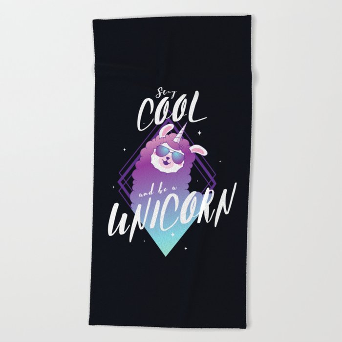 Stay cool and be a unicorn Beach Towel