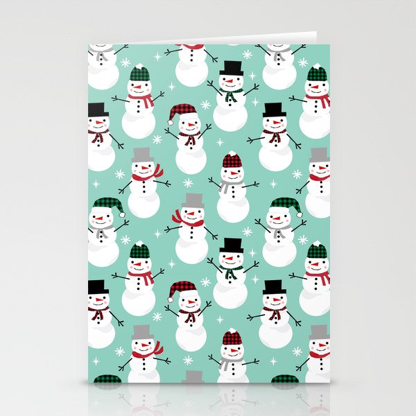 Snowman Gender Neutral Mint White And Black Holiday Pattern Kids Room Decor Seasonal Stationery Cards By Charlottewinter Society6