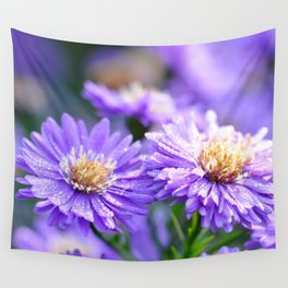 Shiny Purple Winter Daisy  Wall Tapestry