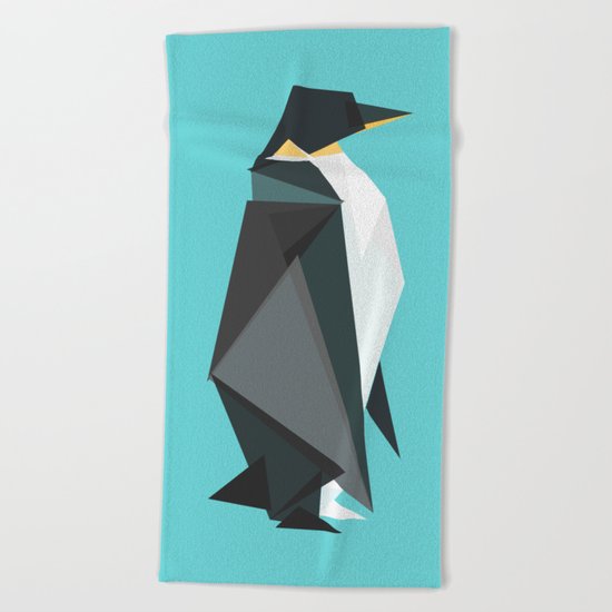 Fractal geometric emperor penguin Beach Towel