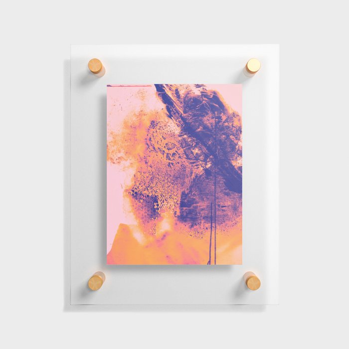Autumn Leaves Monoprint: A vibrant abstract print in burnt orange and purple by Alyssa Hamilton Art Floating Acrylic Print