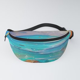 Ocean Sea Beach Coastal Landscape Abstract Watercolor Painting #2 Fanny Pack
