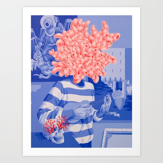 Selfportrait with musician Art Print